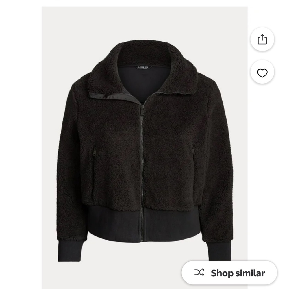 Ralph Lauren Faux-Shearling Full-Zip Jacket Polo Black Size m MSRP $145 - Picture 2 of 4